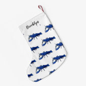 Blauwe cartoon kleine kerstsok (Achterkant (Hangend))