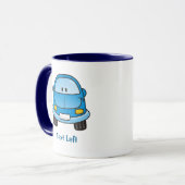 Blauwe cartoon mok (Voorkant links)