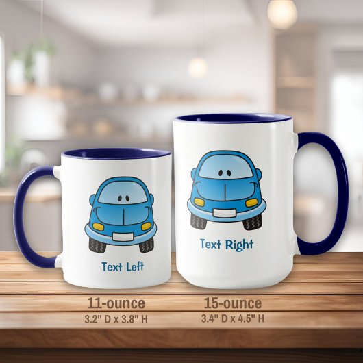 Blauwe cartoon mok