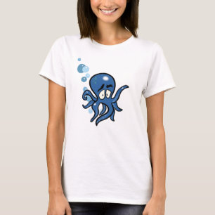 Blauwe Cartoon Octopus T-shirt