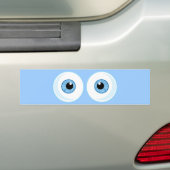 BLAUWE CARTOON OOGT EYEBALLS FUNNY GRAPHICS BUMPERSTICKER (Op auto)