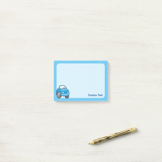 Blauwe Cartoon Post-it® Notes (Op bureau)