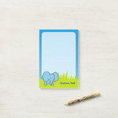 Blauwe Cartoon Post-it® Notes (Op bureau)
