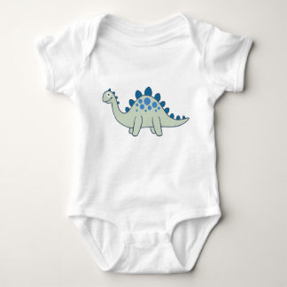 Blauwe Cartoon Stegosaurus Dinosaur One-Piece Romper