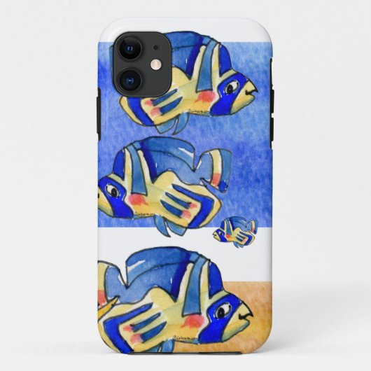 Blauwe Cartoon vlindervis Case-Mate iPhone Case (Achterkant)