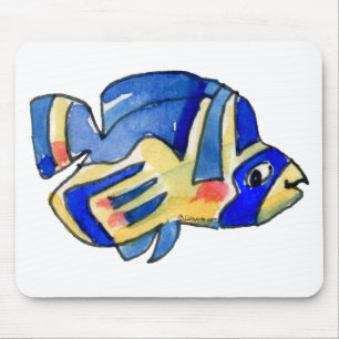 Blauwe Cartoon vlindervis Muismat