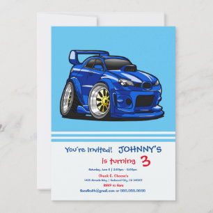 Blauwe cartoon voor de snelheid van de spierwagen kaart