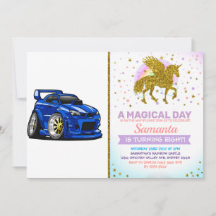 Blauwe cartoon voor de snelheid van de spierwagen kaart