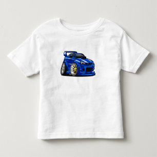 Blauwe cartoon voor de snelheid van de spierwagen kinder shirts