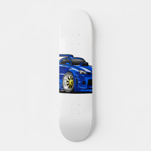 Blauwe cartoon voor de snelheid van de spierwagen  skateboard