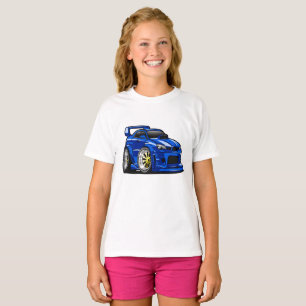 Blauwe cartoon voor de snelheid van de spierwagen  t-shirt