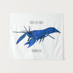 Blauwe cartoon wandkleed