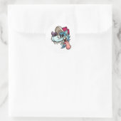 Blauwe cartoon wolf met holle ogen en honkbal ca ronde sticker (Tas)