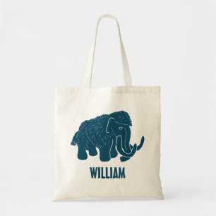 Blauwe Cartoon Wooly Mammoth - Aangepast Tote Bag