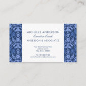 Blauwe Casbah Marokkaanse Damask Visitekaartje (Voorkant)