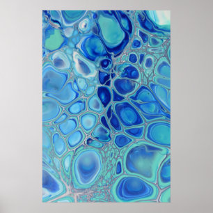 Blauwe Cellen Navy Vloeibare Abstracte Moderne Mar Poster