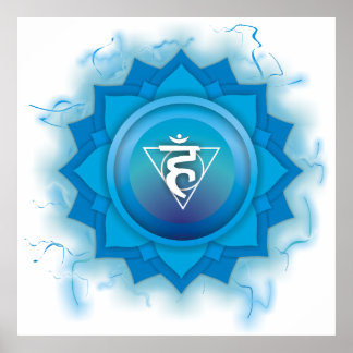 Blauwe chakra-energie poster