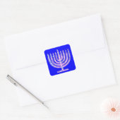 Blauwe Chanoeka Menorah 4Ruth Vierkante Sticker (Envelop)