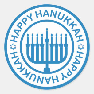 Blauwe Chanoeka Menorah Sticker