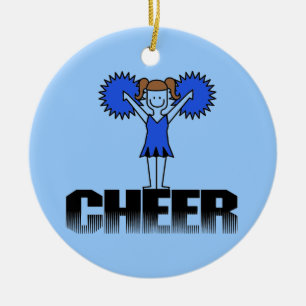 Blauwe Cheerlead T-shirts en cadeautjes Keramisch Ornament