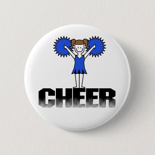 Blauwe Cheerlead T-shirts en cadeautjes Ronde Button 5,7 Cm (Voorkant)