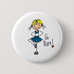 Blauwe Cheerleader Ronde Button 5,7 Cm