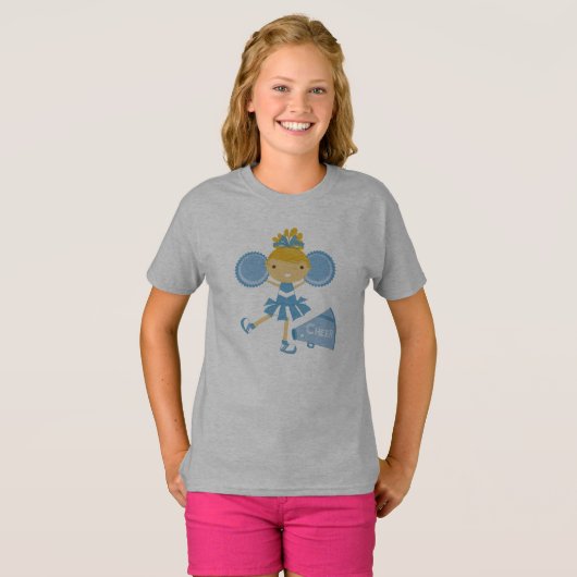 Blauwe Cheerleader T-shirt (Voorkant volledig)