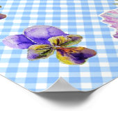 Blauwe cheque bloemen bloemen Shabby Chic Poster (Hoek)