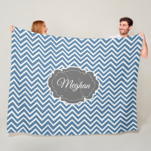 Blauwe Chevron - Aangepaste ventilatorbank Fleece Deken