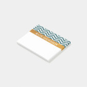 Blauwe Chevron en Faux Gold Folie Post-it® Notes (Schuin)