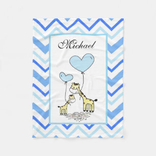 Blauwe Chevron Giraffe Lieve Moeder Baby Fleece Deken