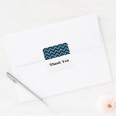 Blauwe Chevron Glitter Dank u Stickers (Envelop)
