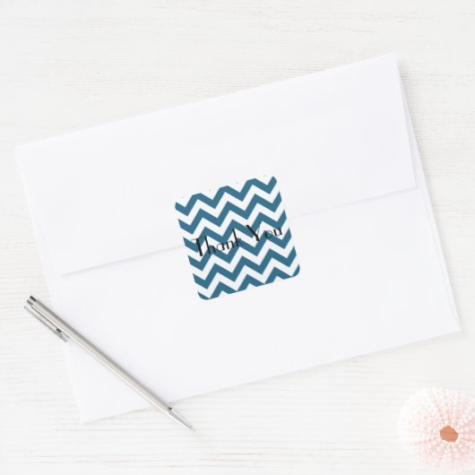 Blauwe Chevron Hartelijk dank Stickers (Envelop)