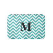 Blauwe Chevron met Monogram Badmat (Voorkant)