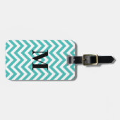 Blauwe Chevron met monogram Bagagelabel (Voorkant horizontaal)