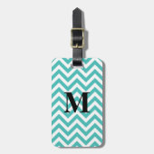 Blauwe Chevron met monogram Bagagelabel (Voorkant verticaal)