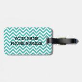 Blauwe Chevron met monogram Bagagelabel (Achterkant horizontaal)