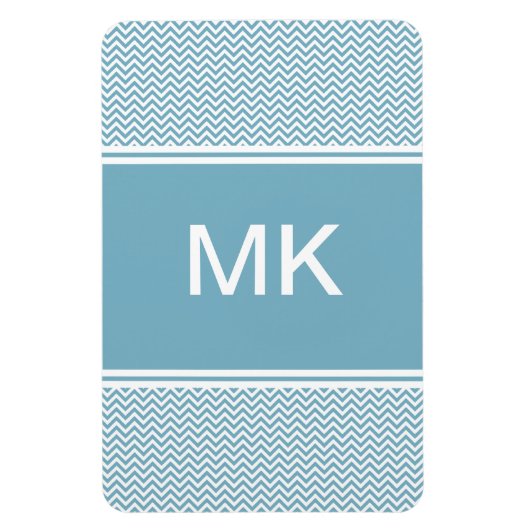 Blauwe Chevron met monogram Magneet (Verticaal)
