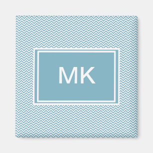 Blauwe Chevron met monogram Magneet