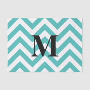 Blauwe Chevron met monogram Tissuepapier