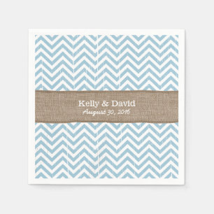 Blauwe Chevron Stripes Burlap Ribbon Rustieke brui Servetten
