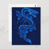 Blauwe Chinese draak Briefkaart (Voorkant / Achterkant)