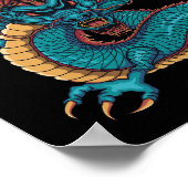 blauwe chinese draak poster (Hoek)