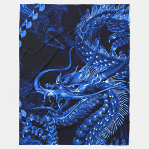 Blauwe Chinese dragon Art Fleece Blanket Deken