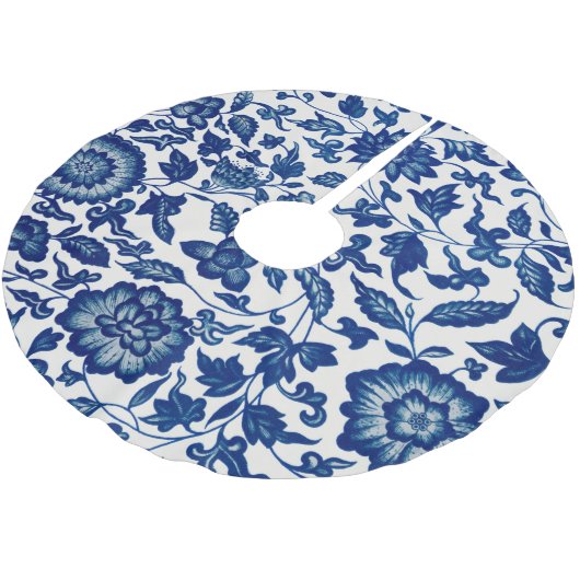 Blauwe Chinese sierbloem Kerstboom Rok (Gekanteld)