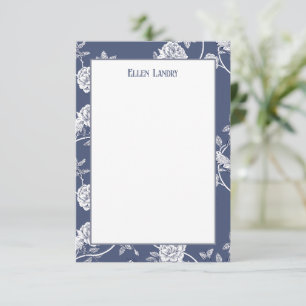 Blauwe Chinoiserie Bloemen Bedankkaart