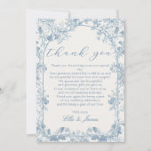 Blauwe Chinoiserie Bloemen bruiloft Dank u Bedankkaart (Voorkant)