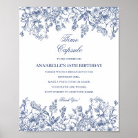 Blauwe Chinoiserie Bloemige Tijdscapsule Baby Gebo