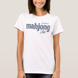 Blauwe Chinoiserie Bloemstuk Aangepaste Mahjong T-shirt