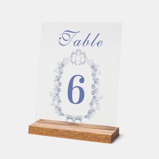 Blauwe Chinoiserie Floral Botanische bruiloft Acryl Bord (Hoek)